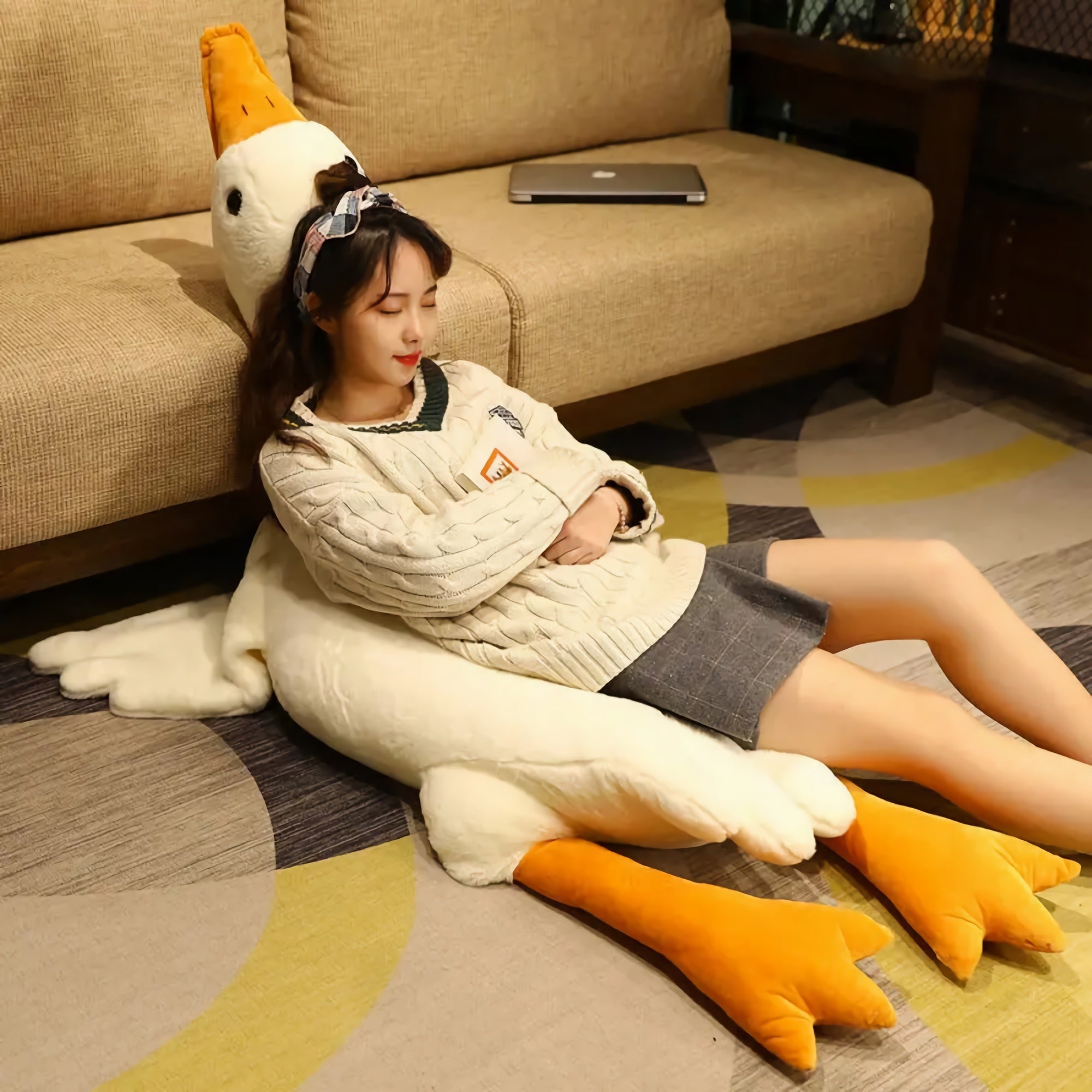 Honk & Snooze Giant Goose Looong Plush Pillow - Hops and Pops - Cute - Plushies - Kawaii - Duck Plush - Stuffed Animals