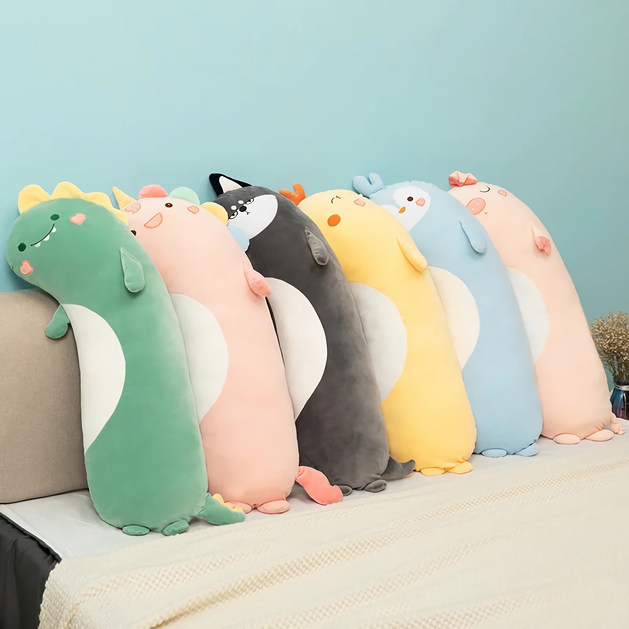 Hug-a-Saurus & Friends Curved Looong Plushie - Hops and Pops - Cute - Plushies - Kawaii - Stuffed Animals