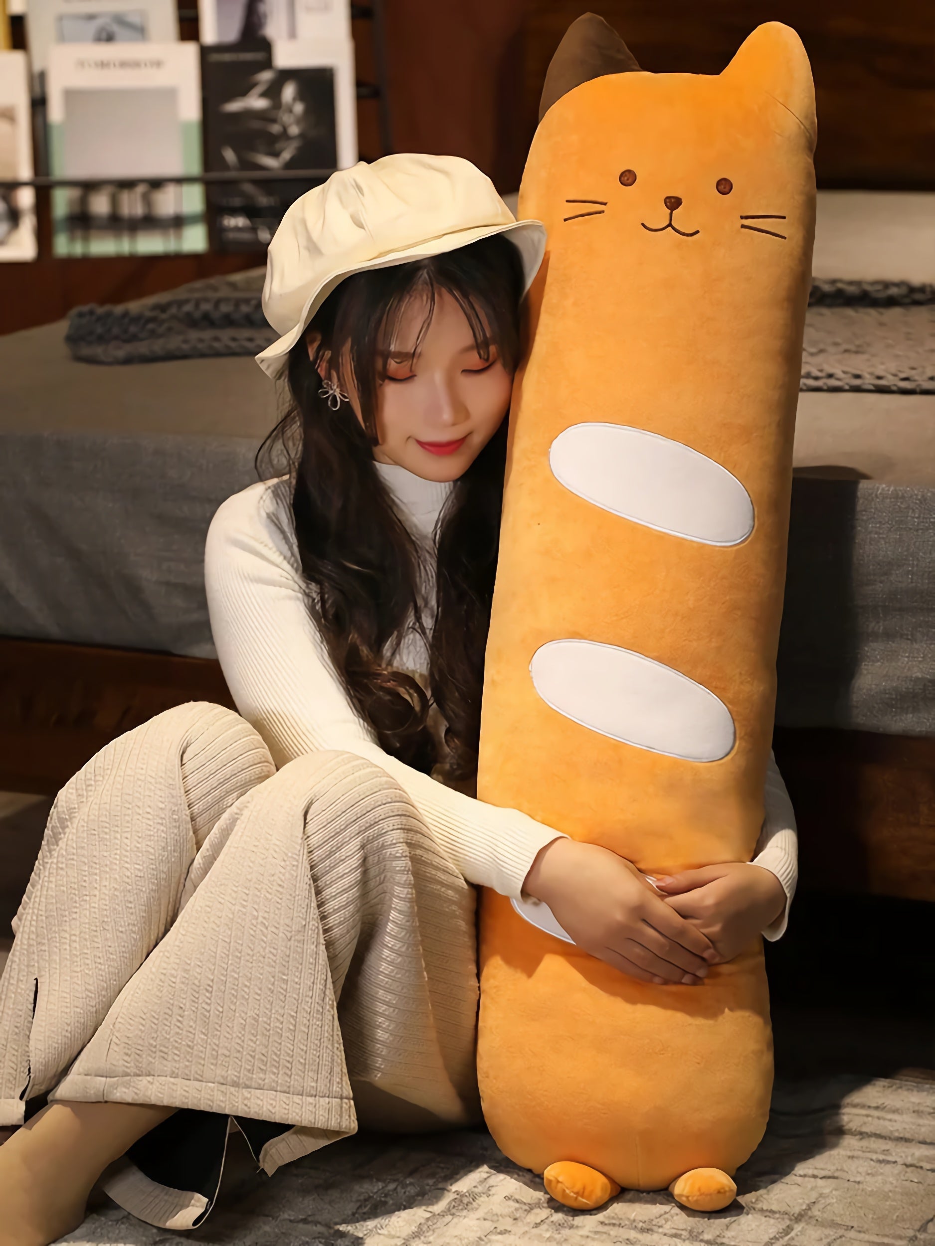 Snuggle Loaf Cat Bolster Pillow - Hops and Pops - Cute - Plushies - Kawaii - Cat Plush - Standing Plush