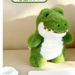 25cm green alligator plush in a sitting pose on a sofa