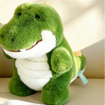 30cm green alligator plush in a sitting pose on a sofa