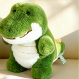 30cm green alligator plush in a sitting pose on a sofa