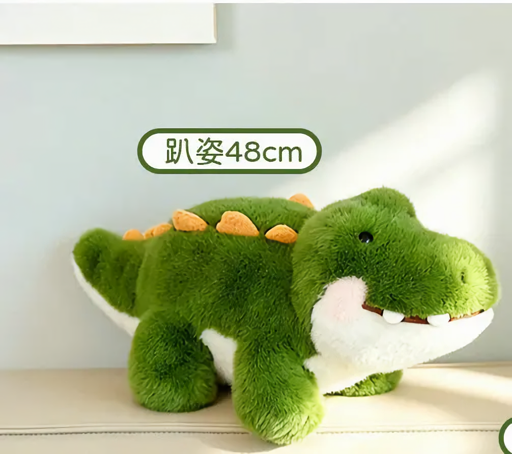 48cm green alligator plush in a lying pose on a sofa