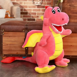 Pink Pterosaur dinosaur plush with yellow wings and an open mouth