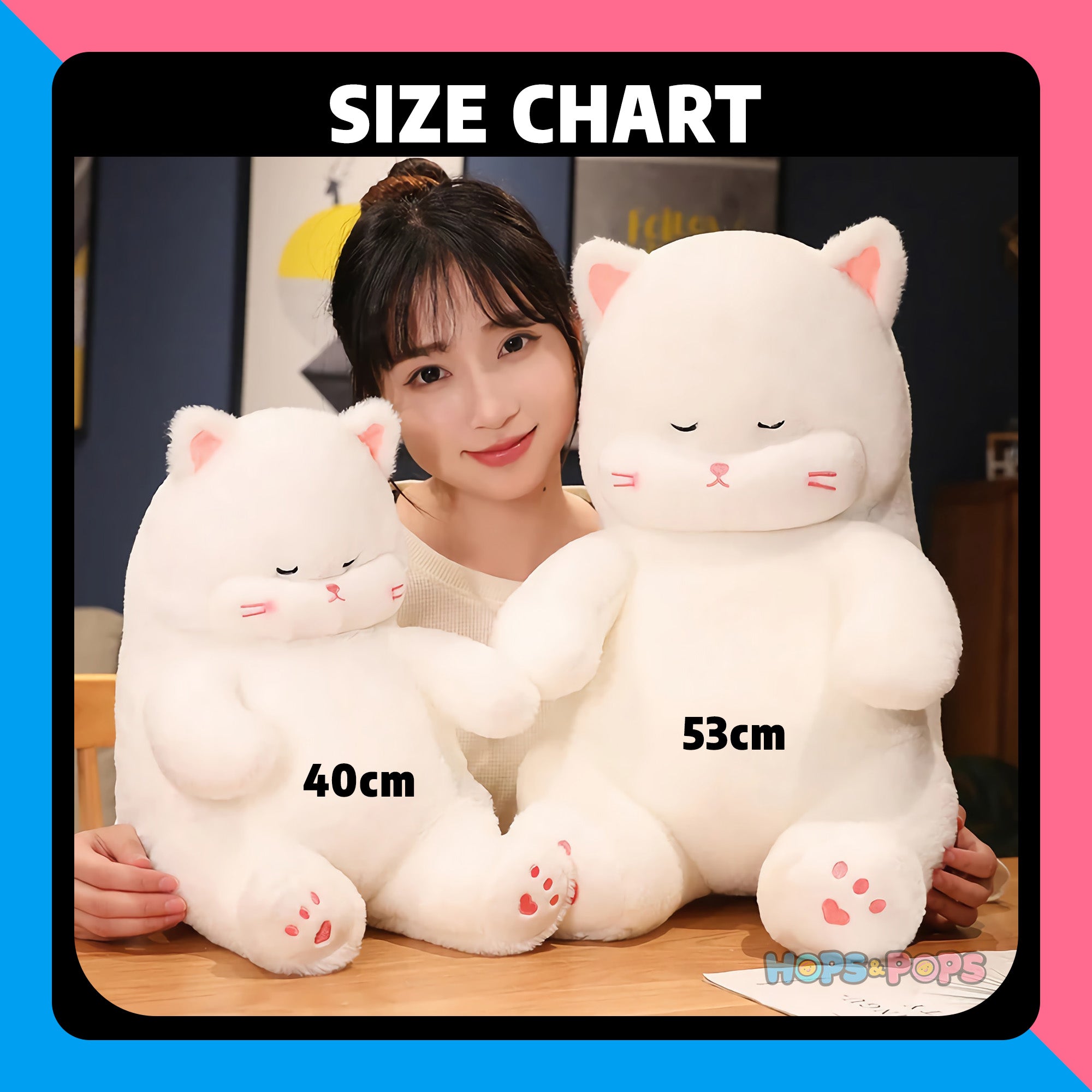 Size Chart for Snooze Paws Sleepy Cat Plushie