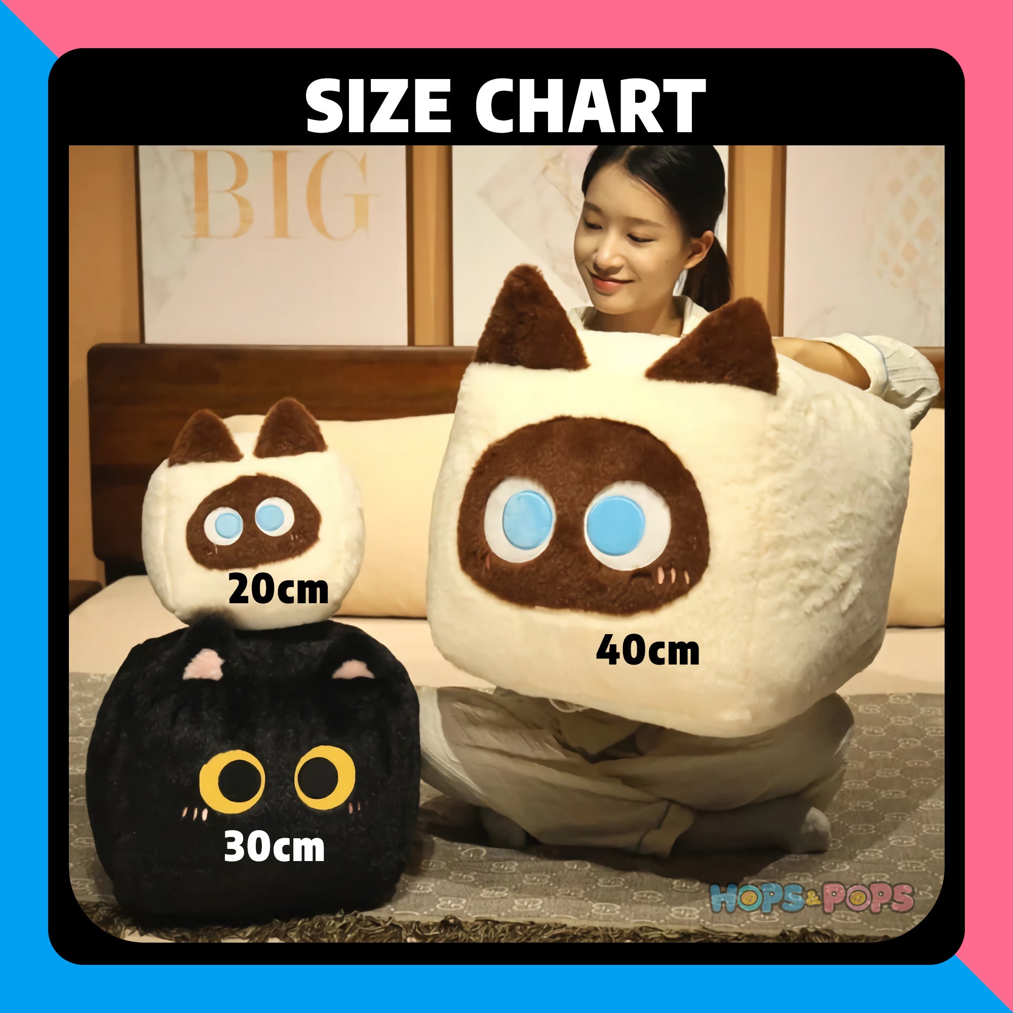 Size Chart for Tofu Cat Plushies - Soft & Squishy Cube Companions