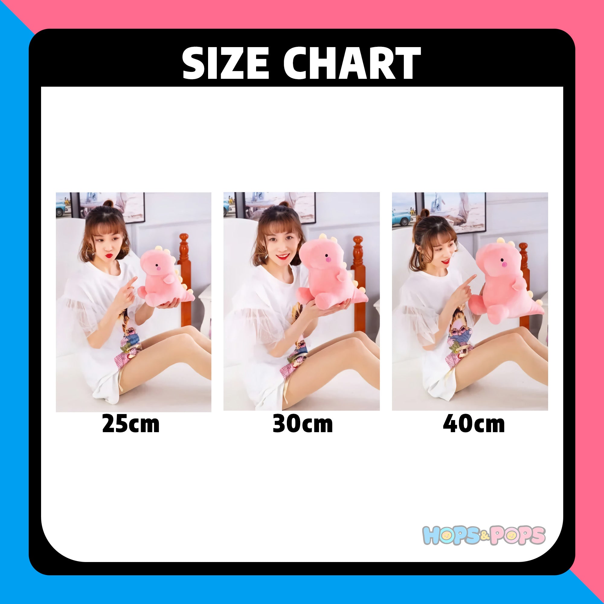 Size Chart for SnuggleDino Adorable Dinosaur Plush