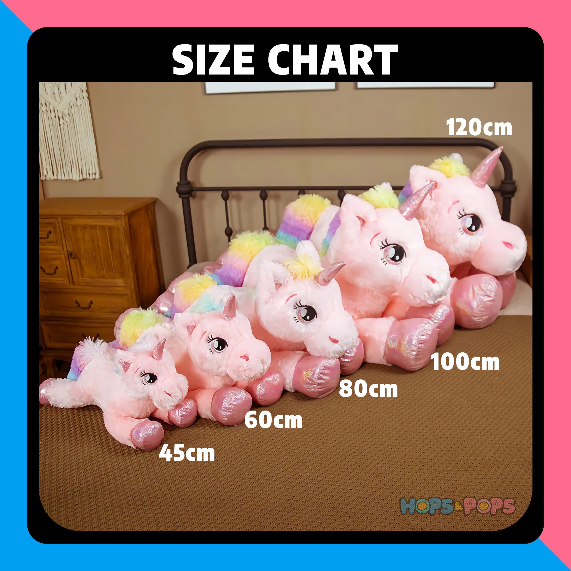 Size Chart for Cloudstride Unicorns, Giant Plush Magic in Every Hug