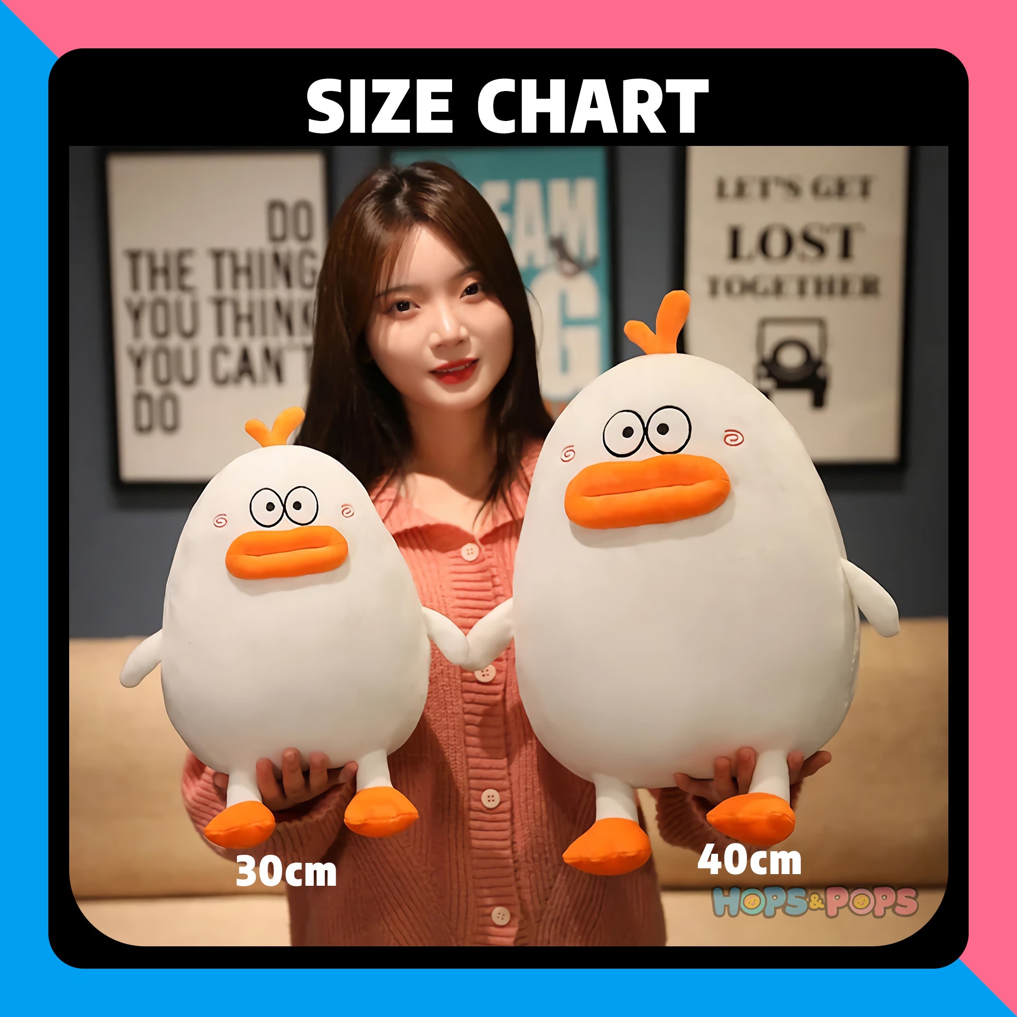 Size Chart for Mood Quack Expressive Duck Plushies