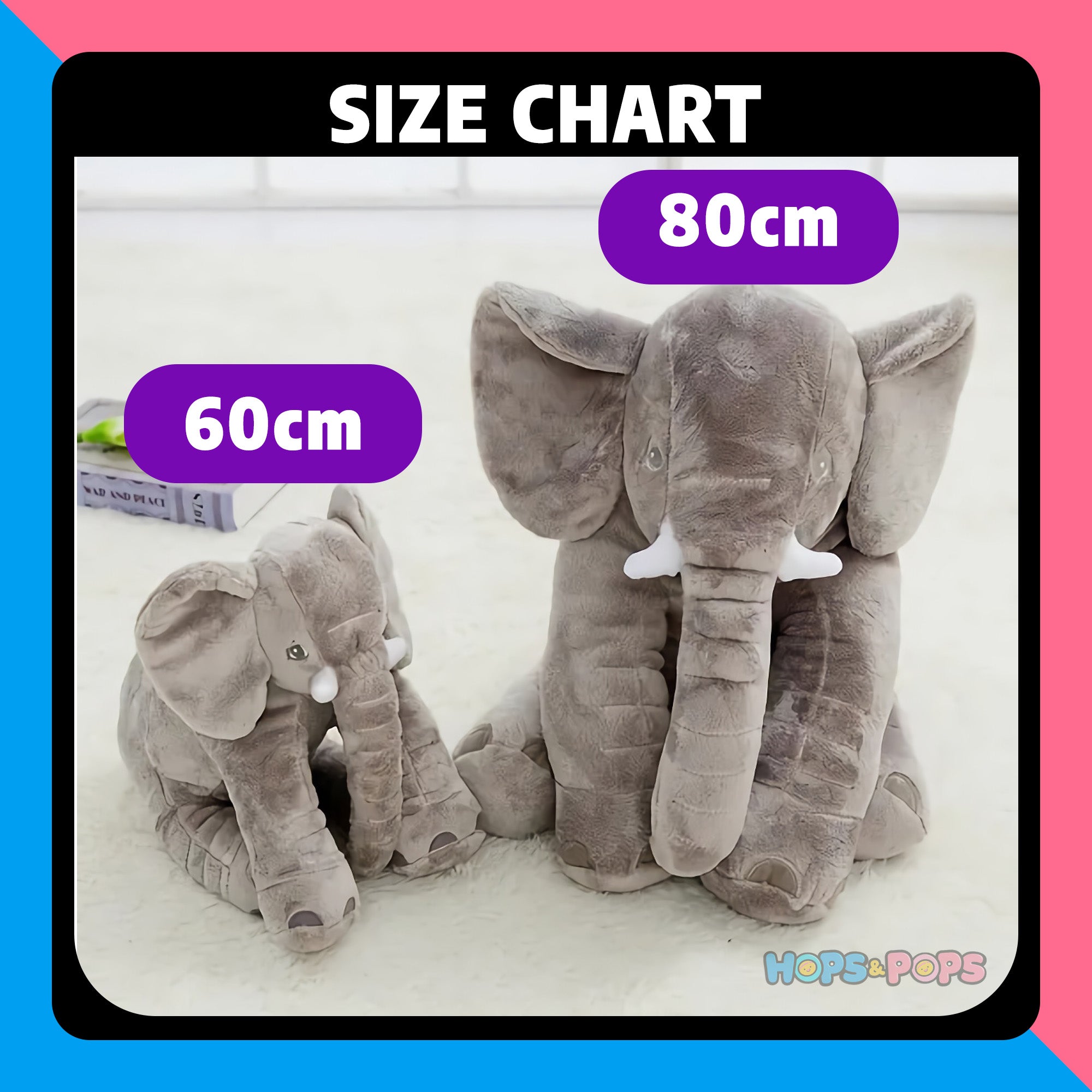 Size Chart for Trunk Tumbles Plush Elephant