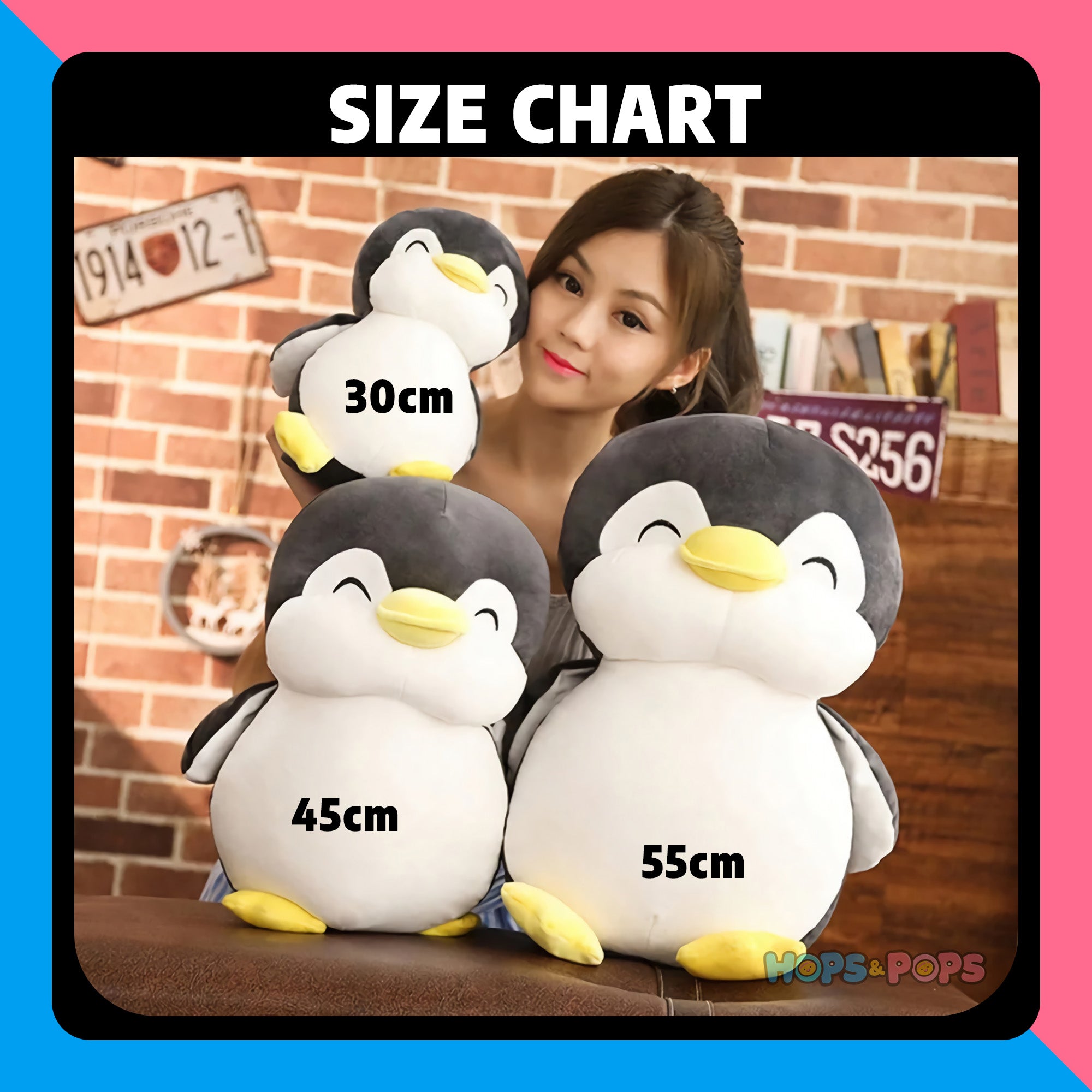 Size Chart for Puffin Pals Plump Penguin Plushies