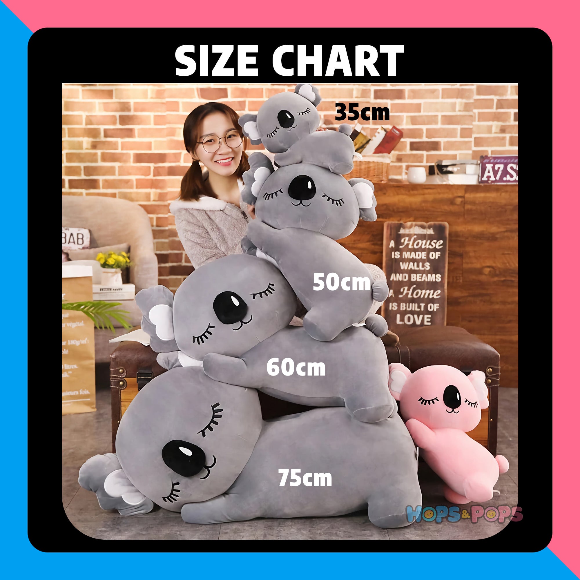 Size Chart for Kozy Koala - The Dreamy Snuggle Plush