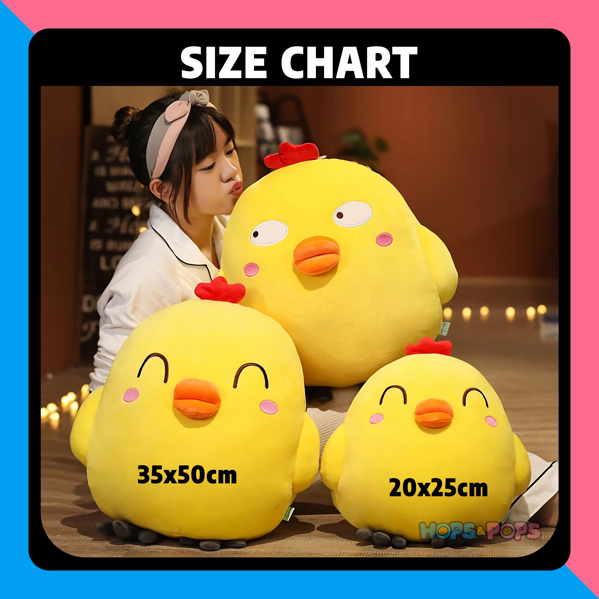 Size Chart for Chubby Chick Plushies