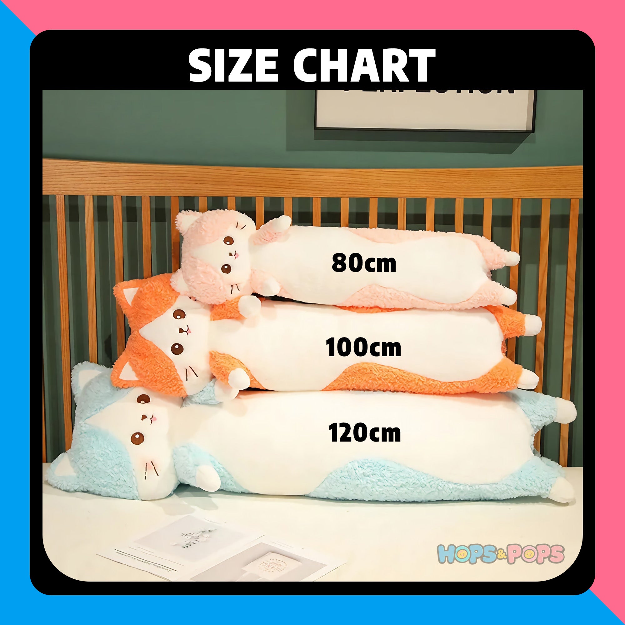 Size Chart for Furry Tail Kitties Looong Plushie