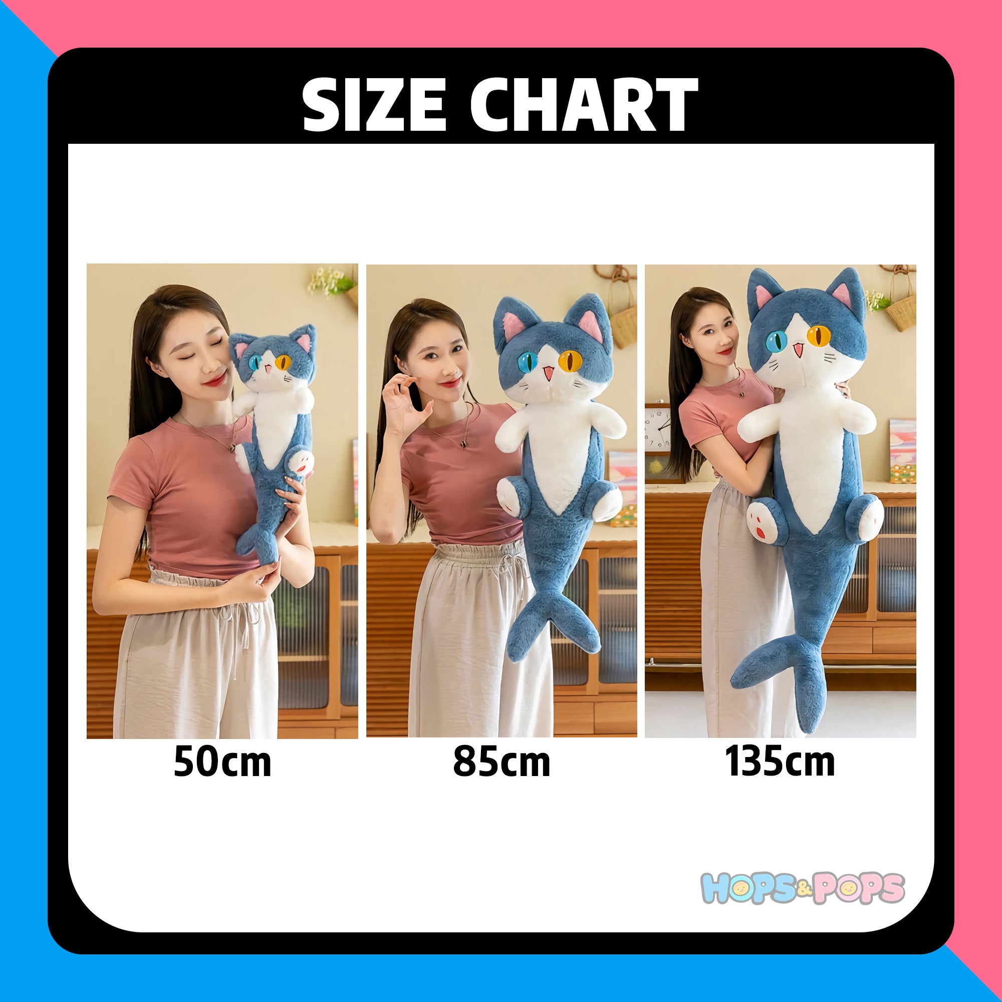 Size Chart for Meowrine, The Mystical Shark Cat Plush