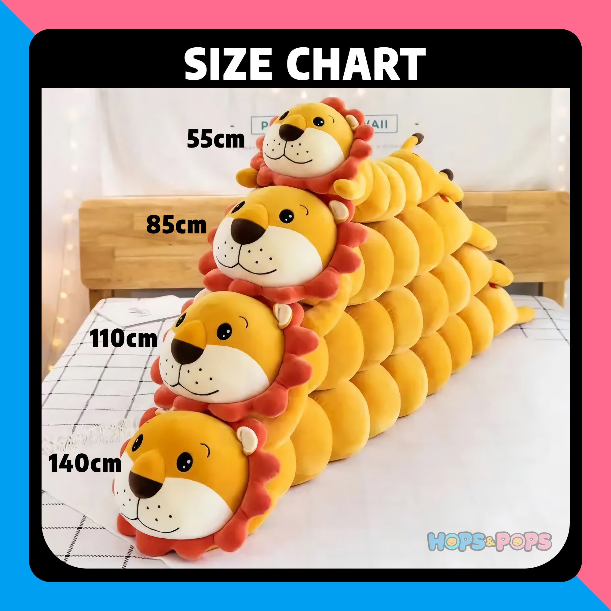 Size Chart for Cuddlepillar The Extra-Long Snuggle Friend