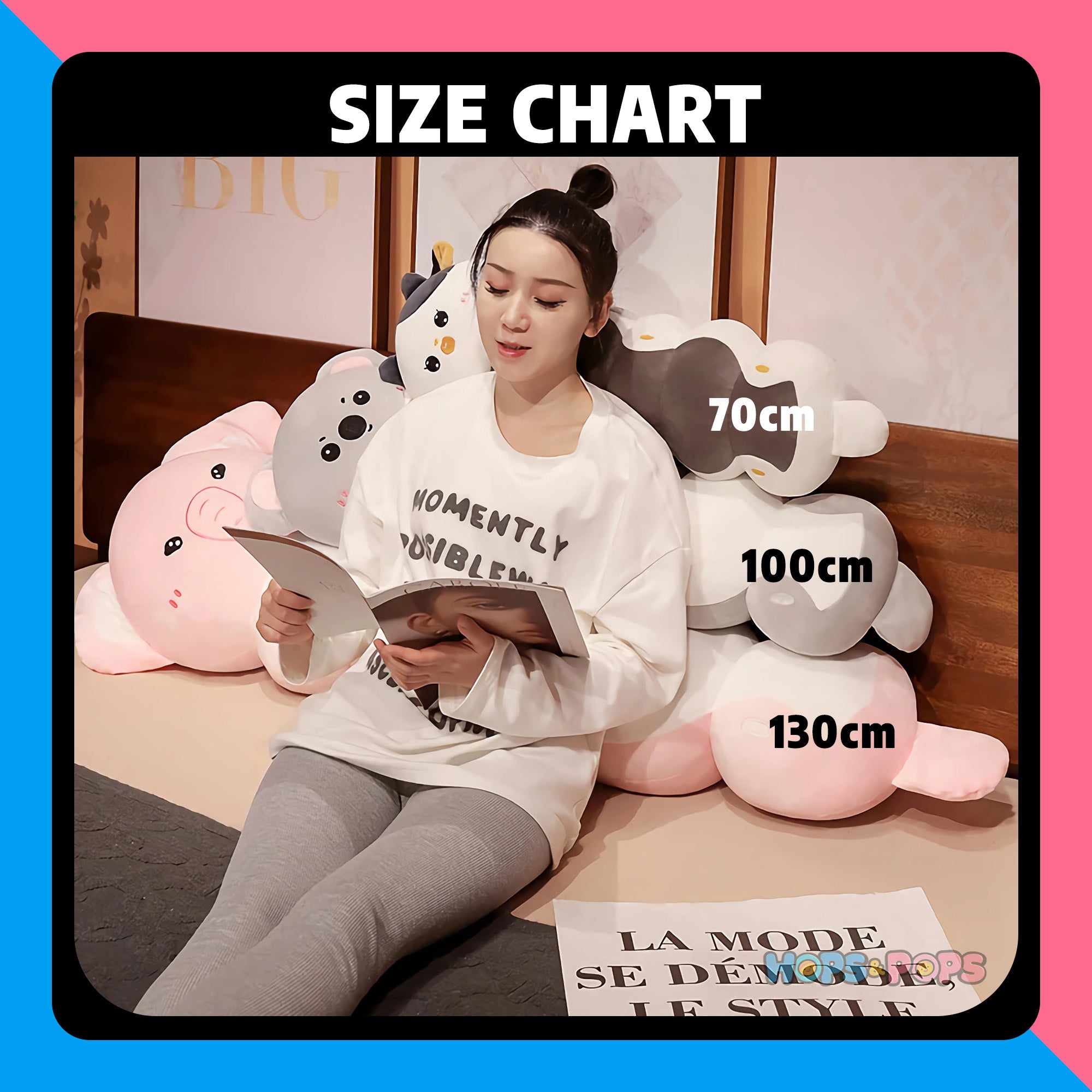 Size Chart for Cuddlepillars - Wiggly Looong Plush Hug Buddies