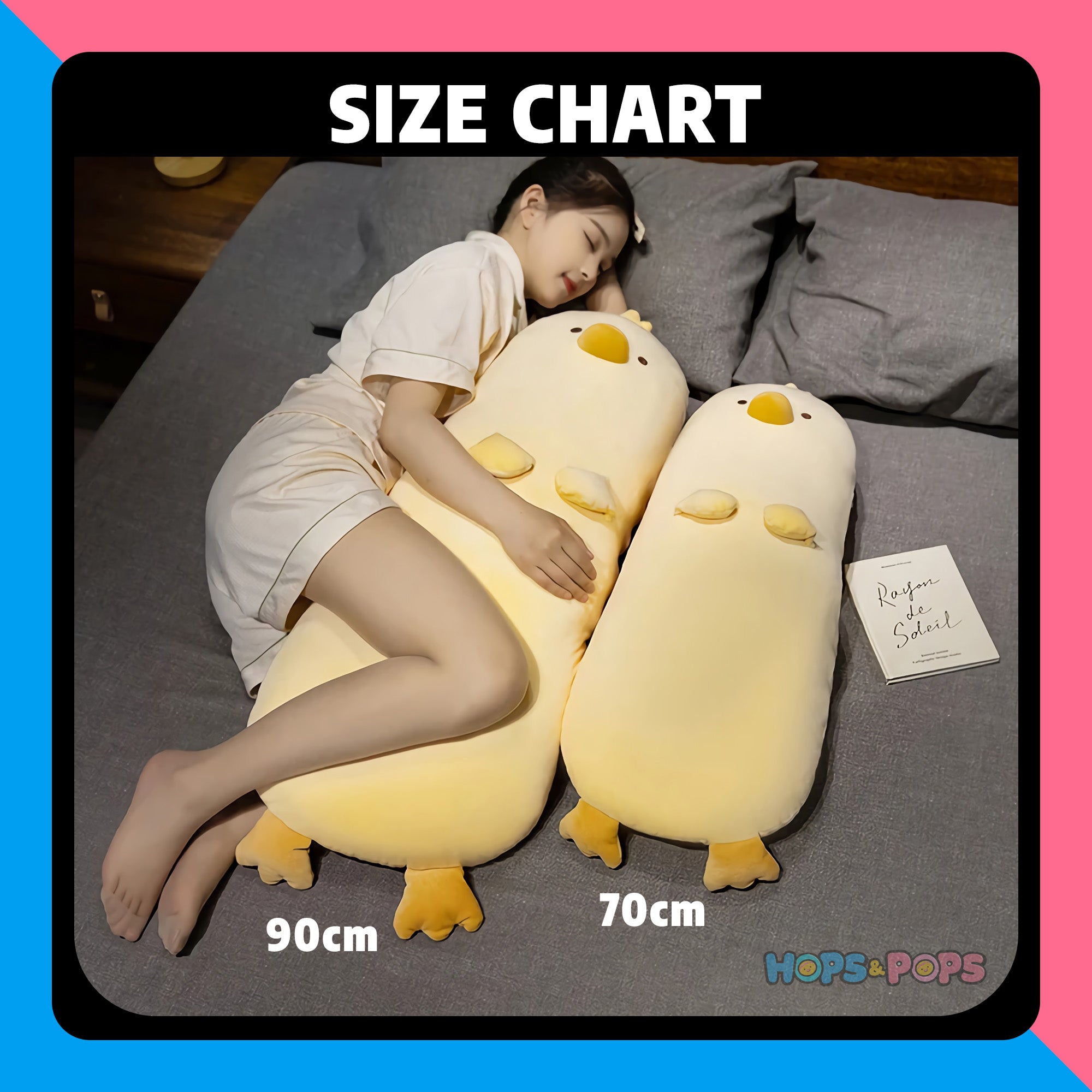 Size Chart for Chubby Huggable Duck Plushie