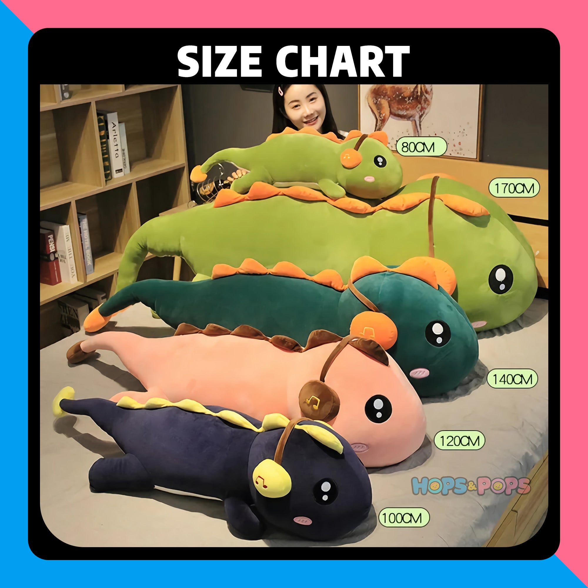 Size Chart for Lofi Looong Dino Plush