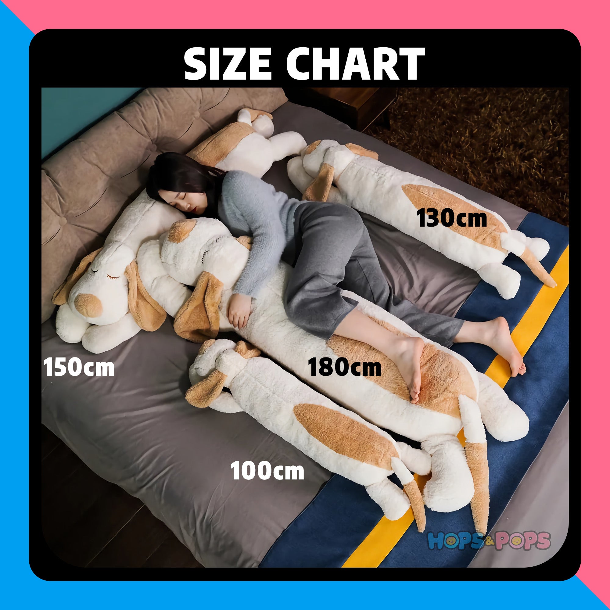 Size Chart for Snoozer Pup Giant Sleeping Dog Plush