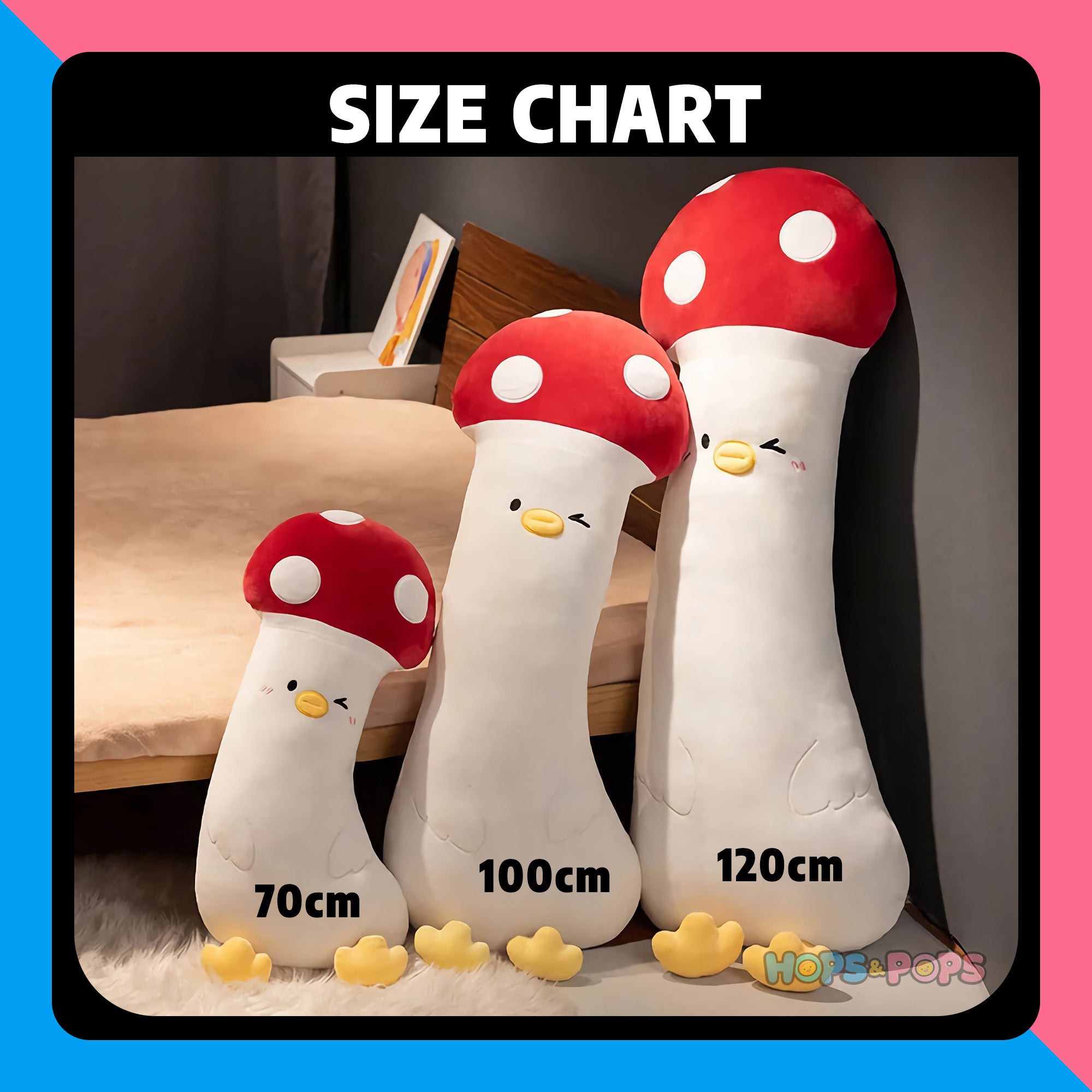 Size Chart for Veggie Chick Squad, Cuddly Tall Plush Friends