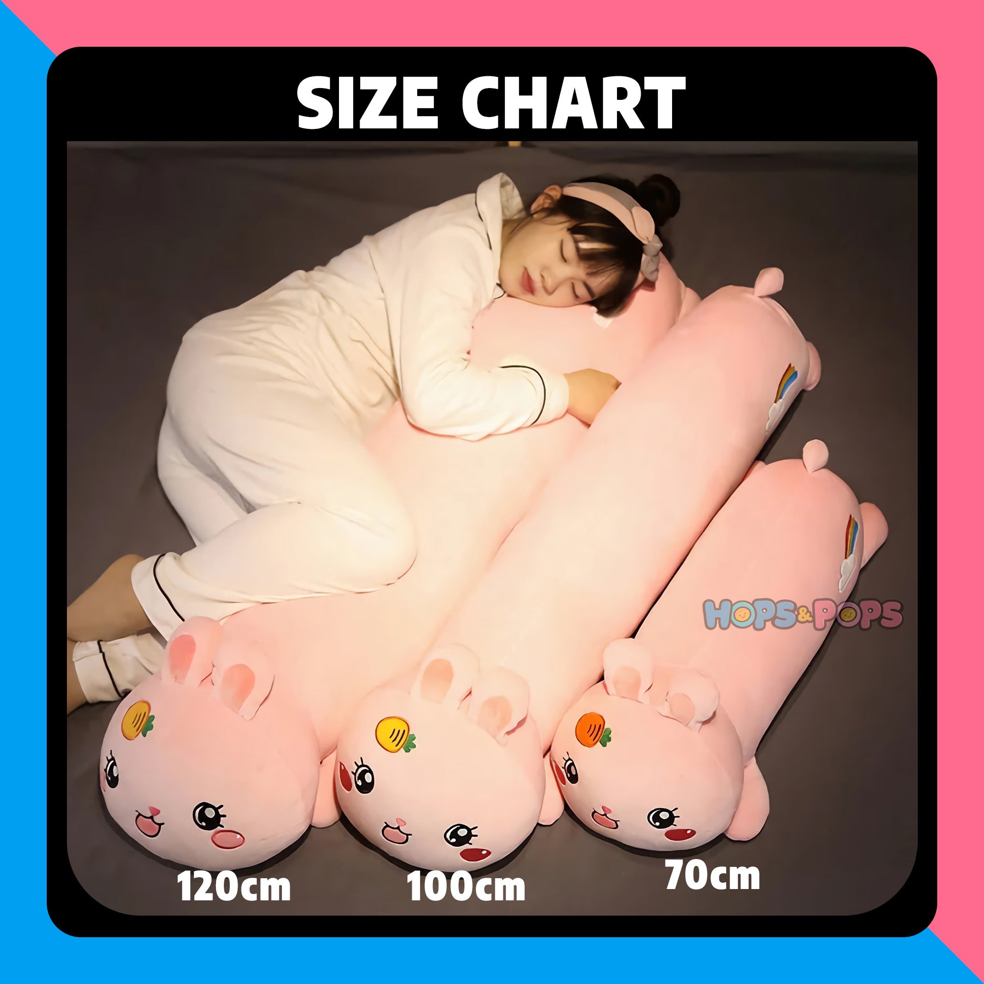 Size Chart for Dreamy Hug Tubes Plush