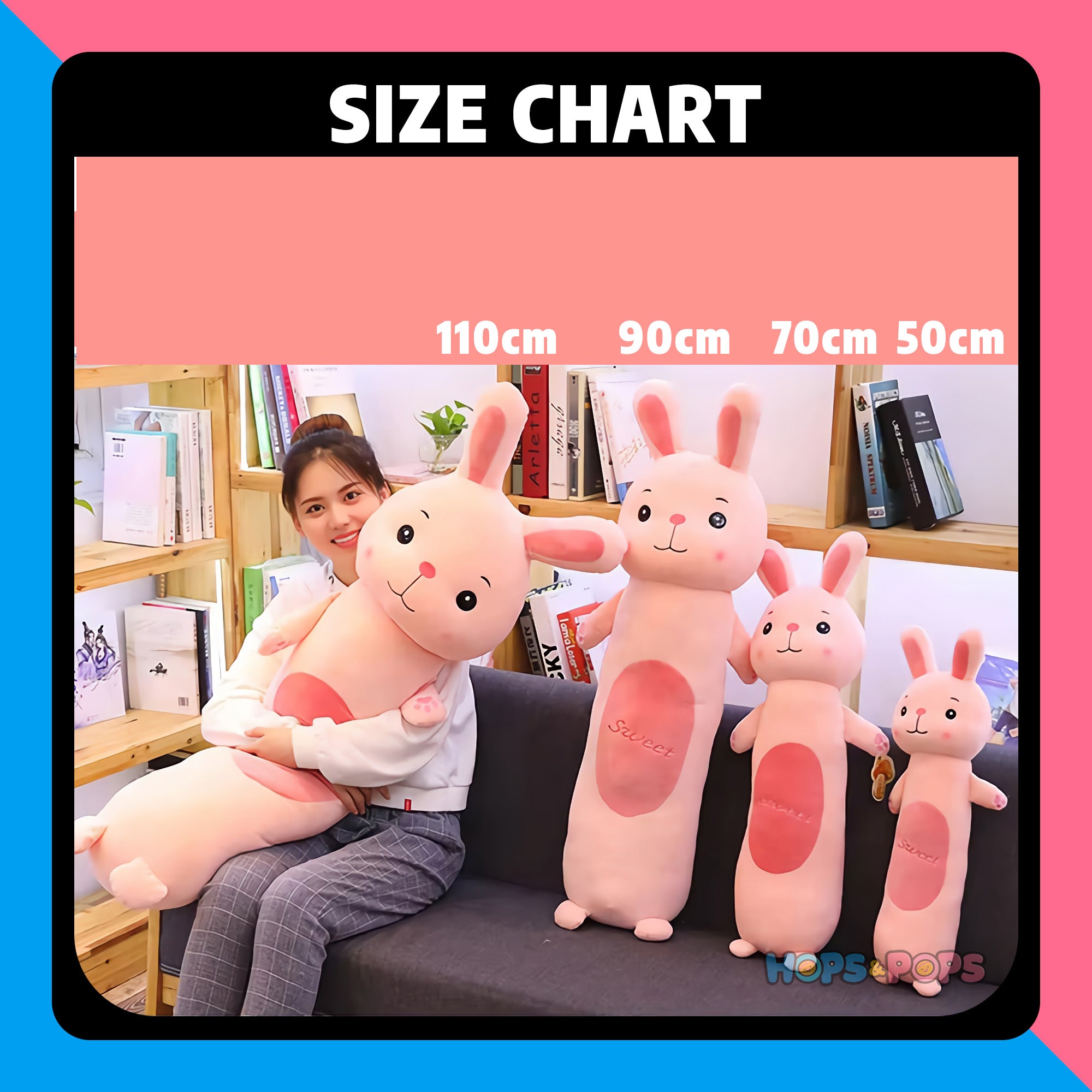 Size Chart for Huggie Critters Looong Plush Pals
