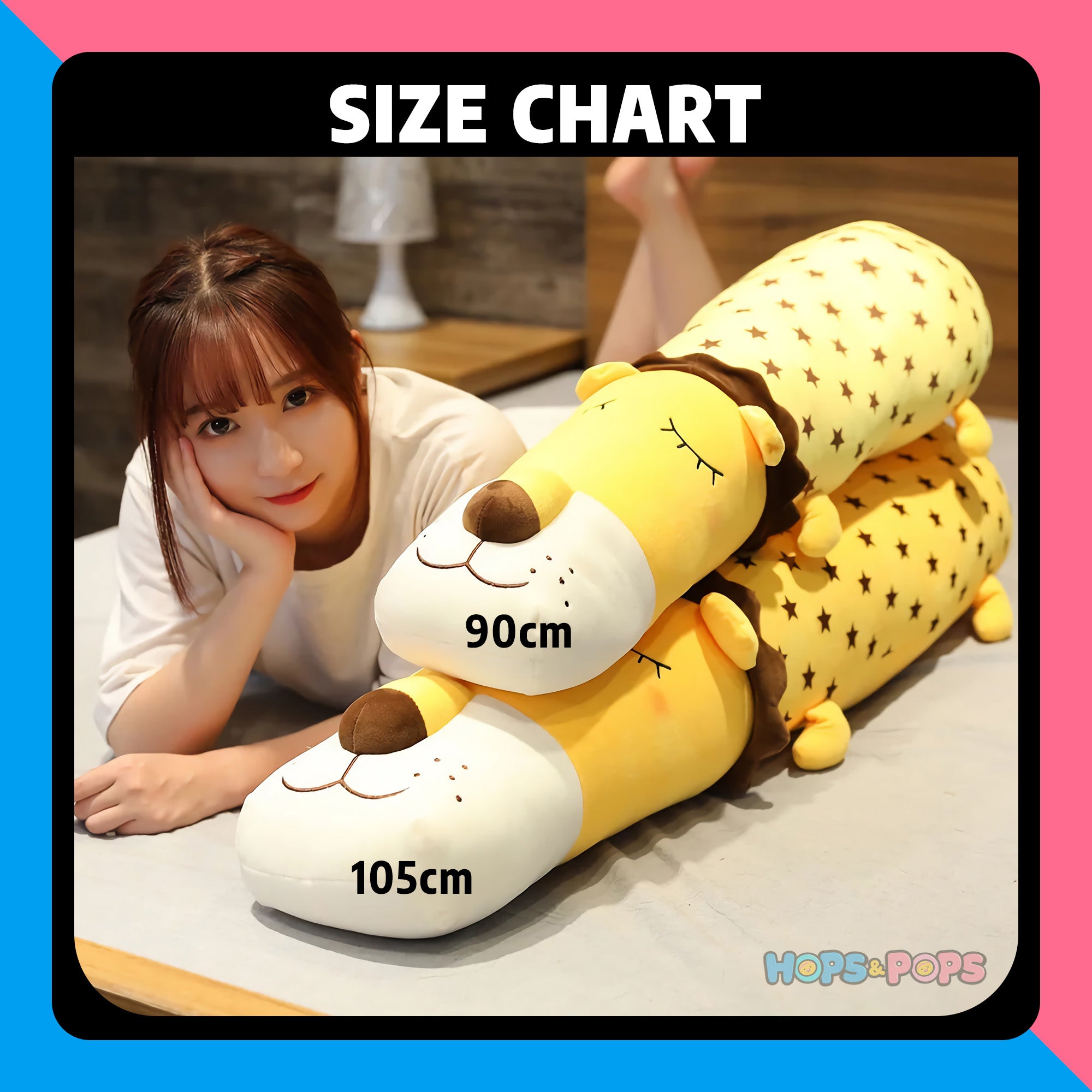 Size Chart for Zzzoo Buddies Looong Animal Plushies for Dreamy Snuggles