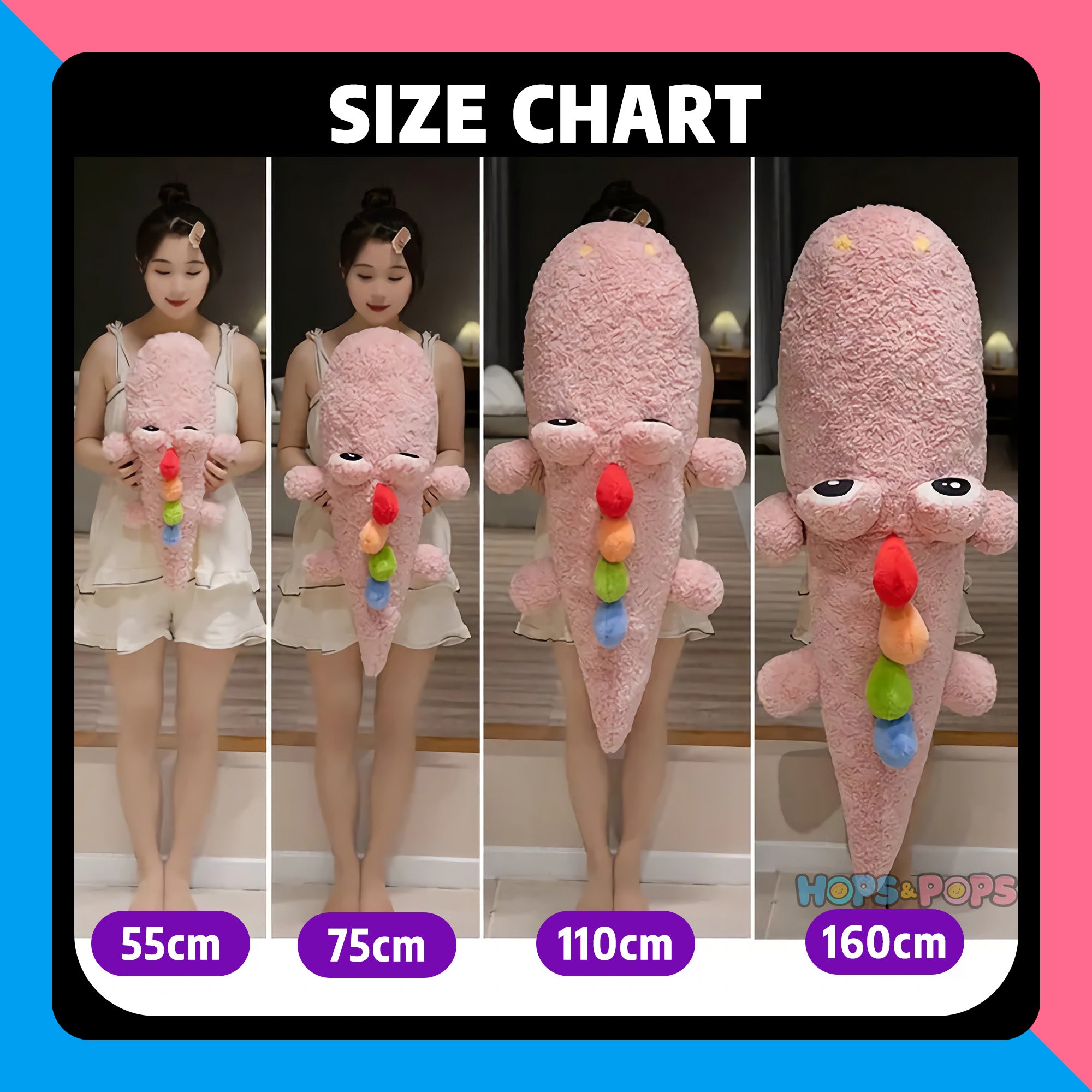 Size Chart for SnuggleGator Jumbo Crocodile Plushie