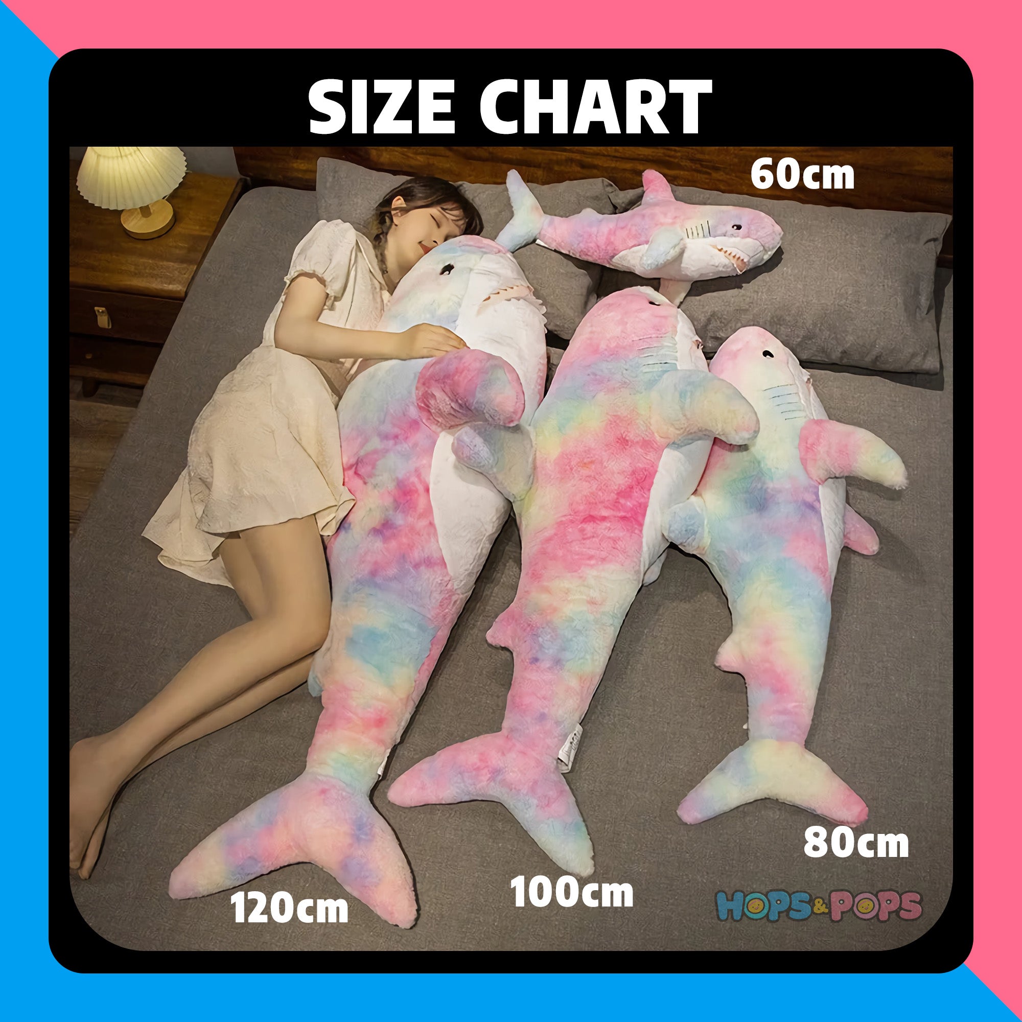 Size Chart for Dreamy Shark Plushies