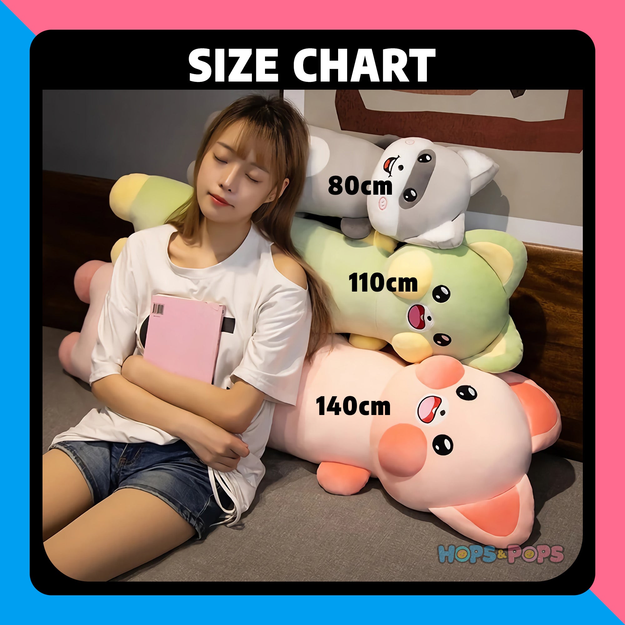 Size Chart for Long Tail Buddies Looong Plushies