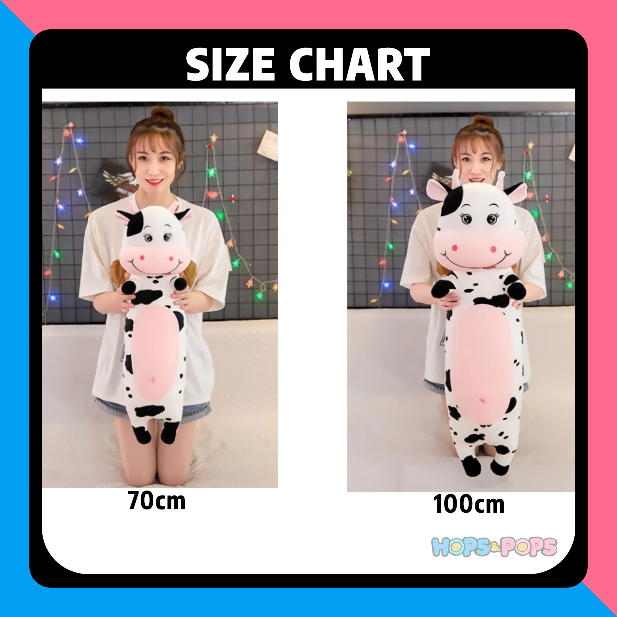 Size Chart for Moooodle Cow Plush Pillow