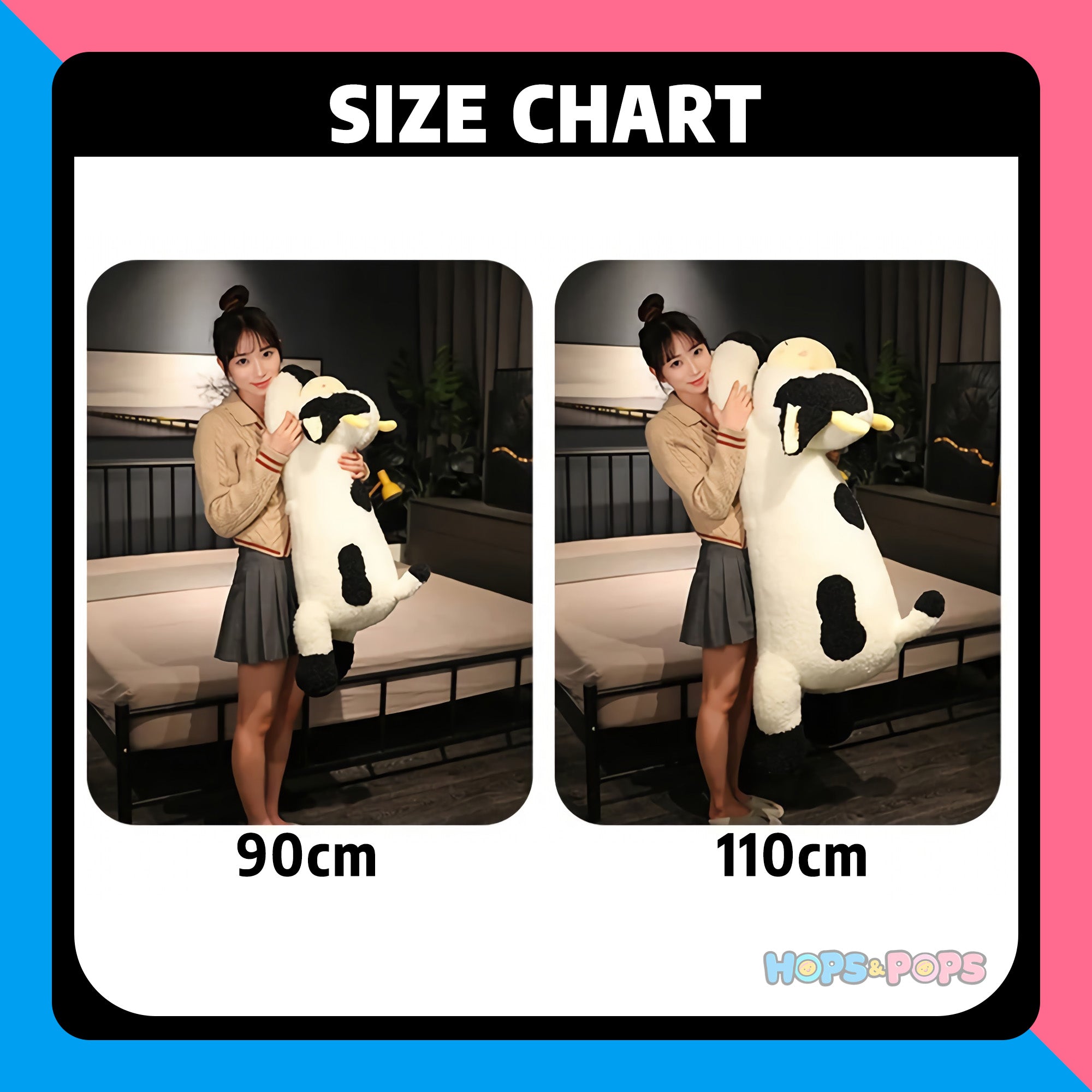 Size Chart for MooMoo Cuddle Cow Plush