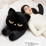 Black & Grey Winking & Sleeping Cat Plush Body Pillow