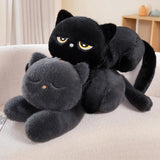 Black & Grey Winking & Sleeping Cat Plush Body Pillow