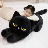 Black & Grey Winking & Sleeping Cat Plush Body Pillow