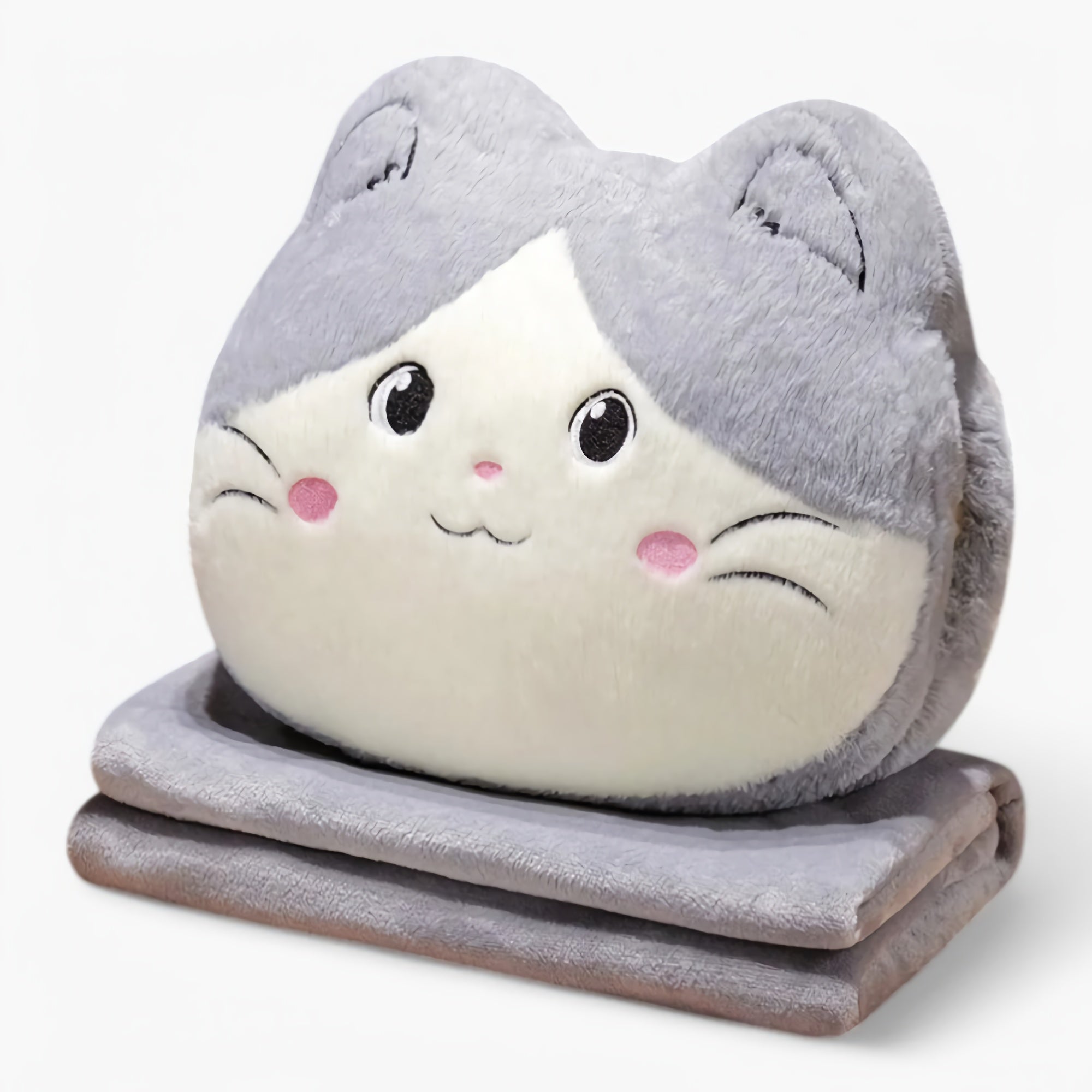 CozyCat 3-in-1 Plush Hand Warmer & Blanket Set