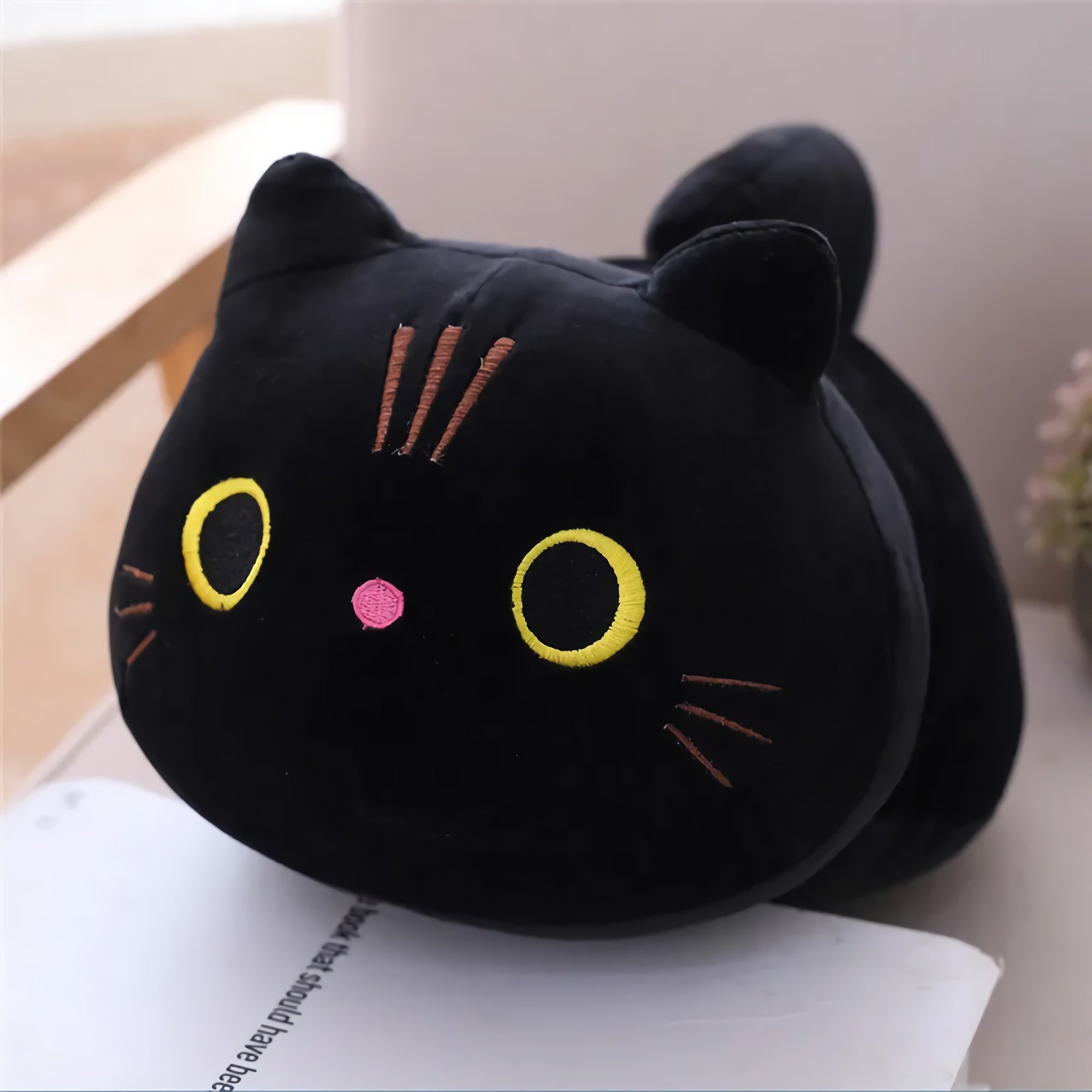 SnuggleMeow Adorable Round Cat Plush Pillow