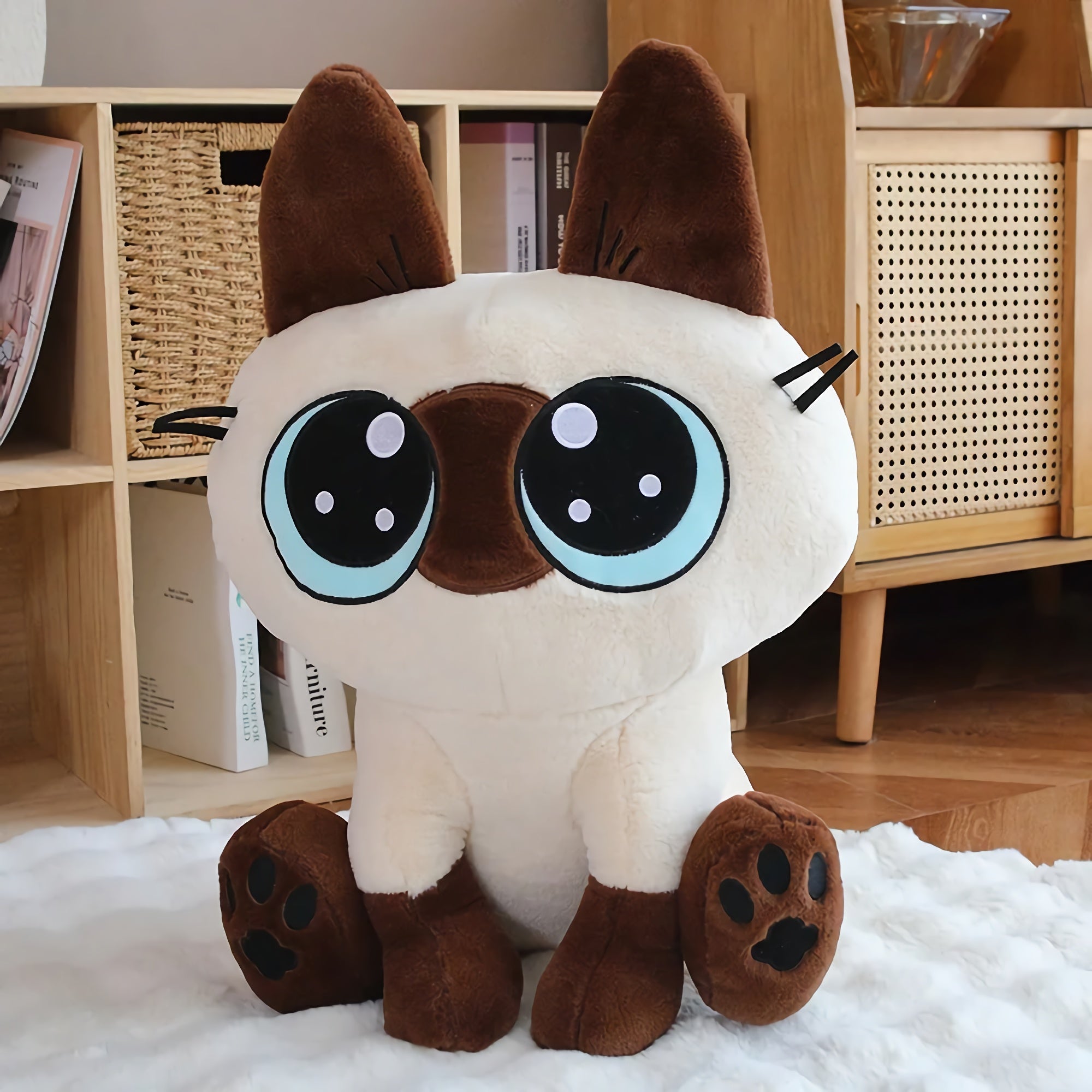 Big-Eyed Siamese Cat Stuffed Animal Plush