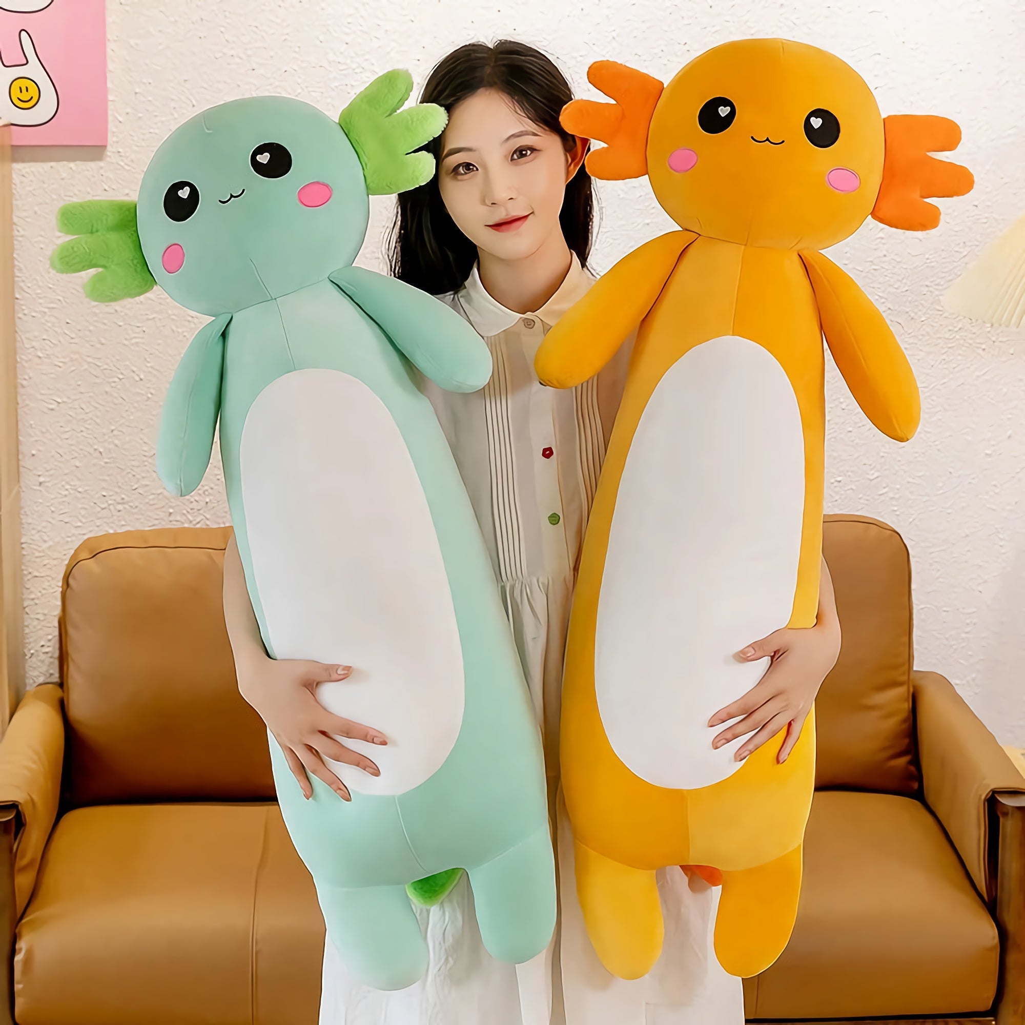 Axolotl Stuffed Looong Plushie - Hops and Pops - Cute - Plushies - Kawaii - Axolotl Plush - Stuffed Animals
