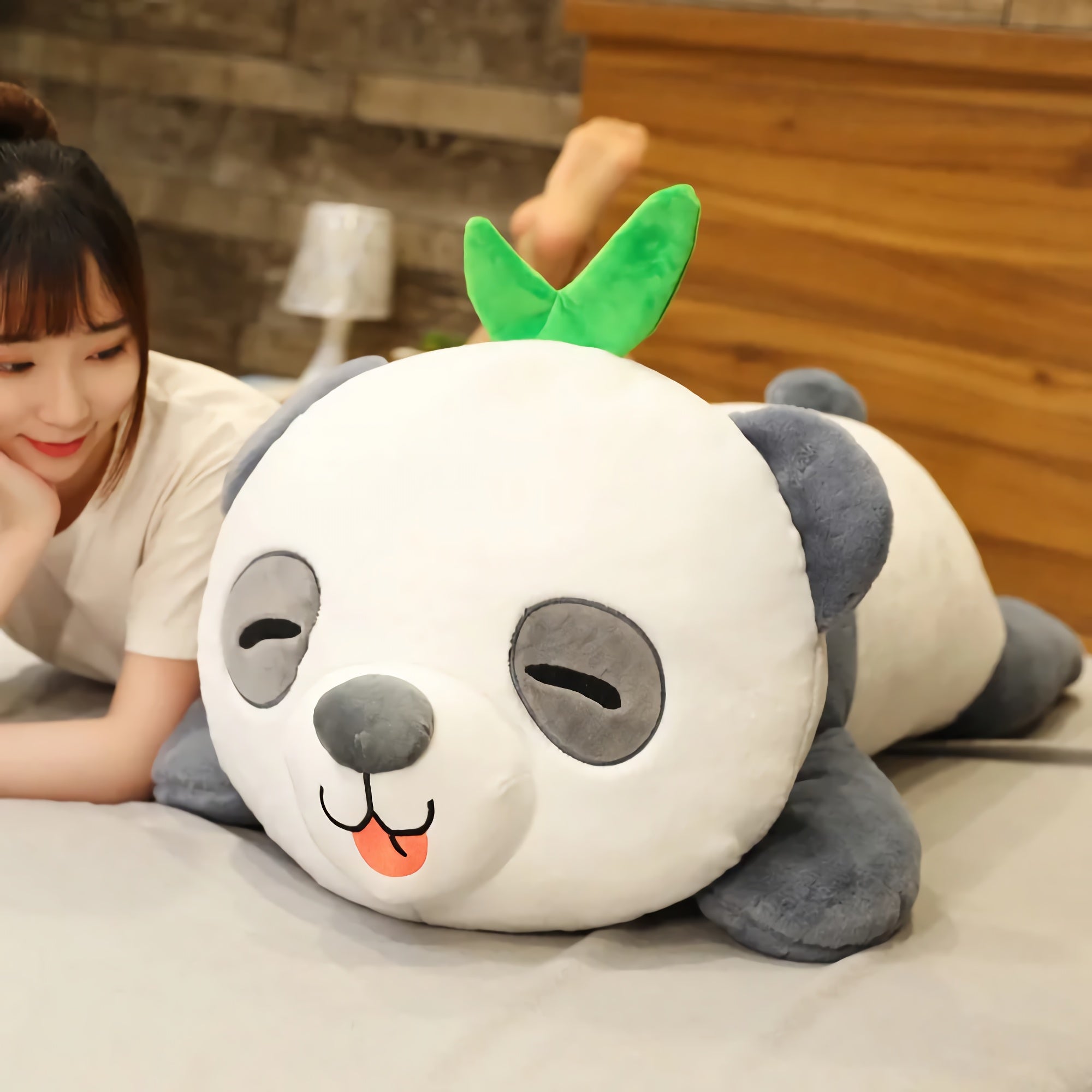 Bamboo Snooze Panda Plushies - Hops and Pops - Cute - Plushies - Kawaii - Panda Plush - Black - White