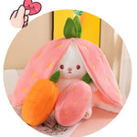 Berry Buns, Transforming Strawberry & Carrot Bunny Plush - Hops and Pops - Cute - Plushies - Kawaii - Rabbit Plush - Theme: Kawaii/Cute
