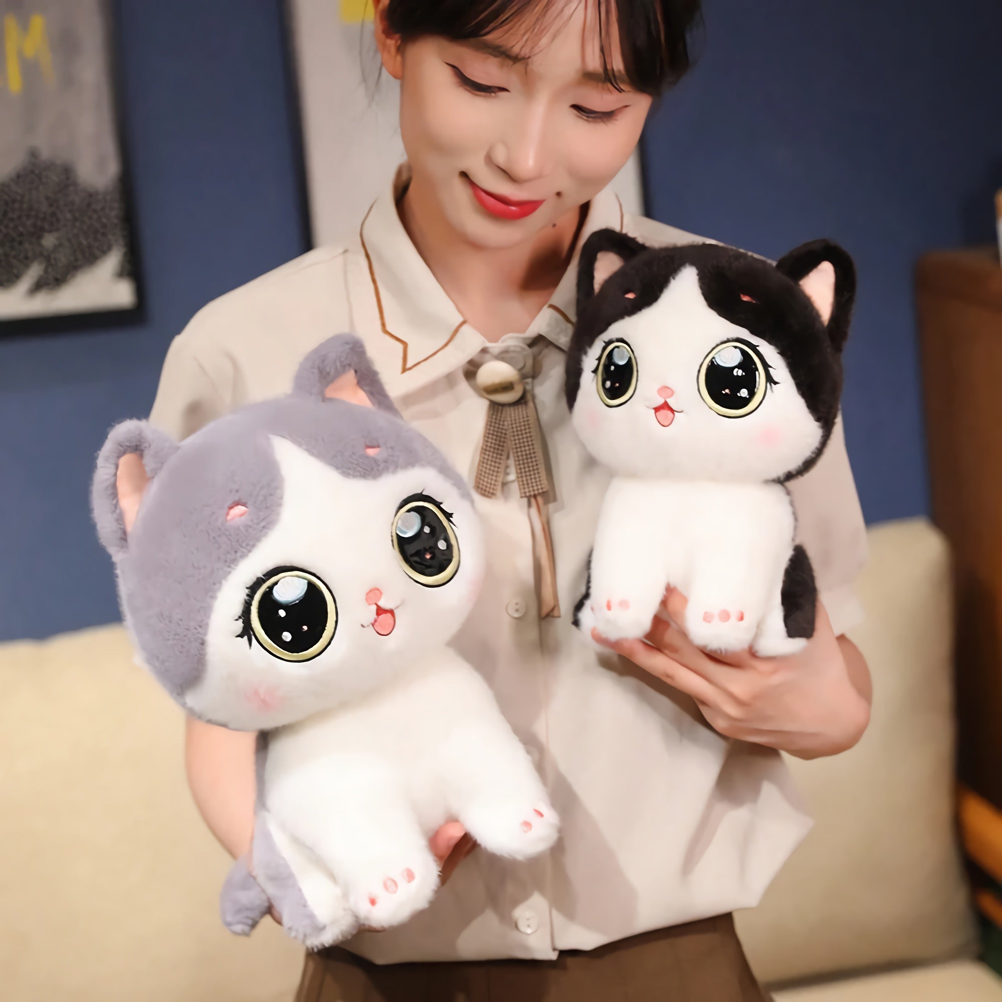 Big-Eyed Cute Kitten Plush - Hops and Pops - Cute - Plushies - Kawaii - Cat Plush - Stuffed Animals