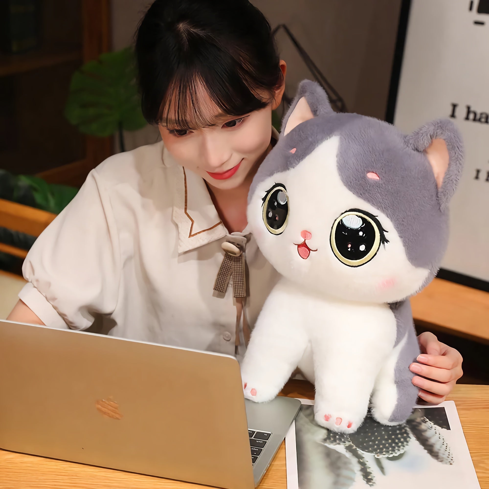 Big-Eyed Cute Kitten Plush - Hops and Pops - Cute - Plushies - Kawaii - Cat Plush - Stuffed Animals