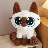 Big-Eyed Siamese Cat Stuffed Animal Plush - Hops and Pops - Cute - Plushies - Kawaii - Cat Plush - Stuffed Animals