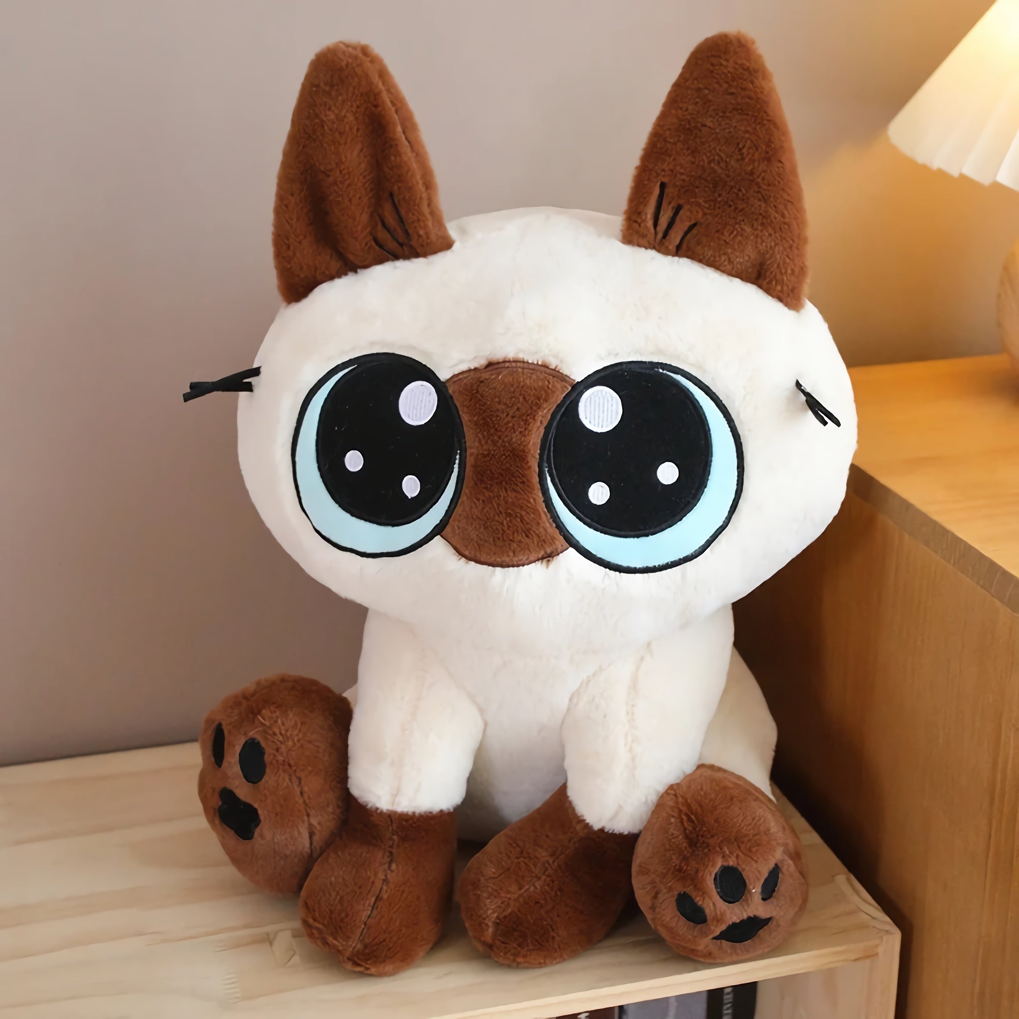 Big-Eyed Siamese Cat Stuffed Animal Plush - Hops and Pops - Cute - Plushies - Kawaii - Cat Plush - Stuffed Animals
