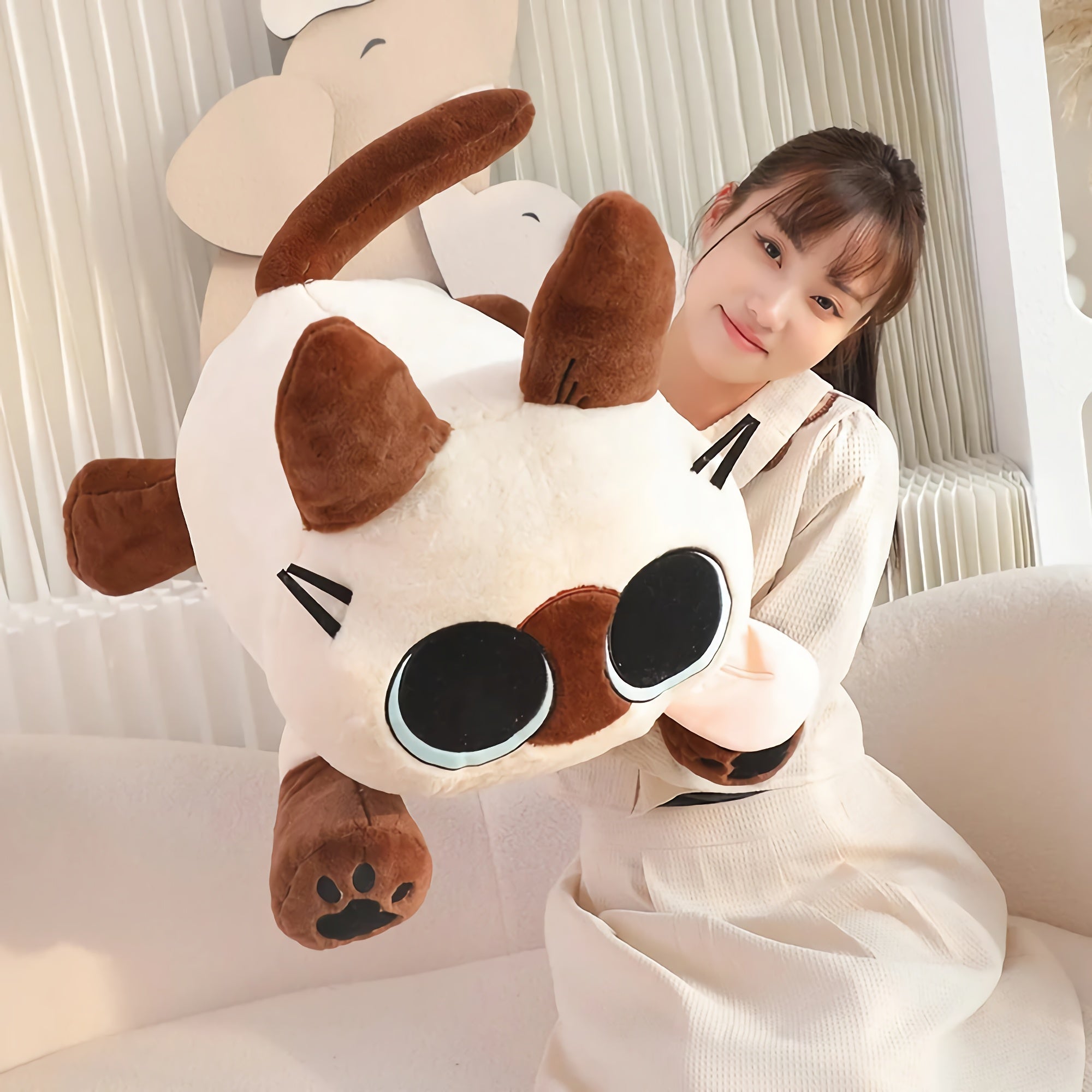Big-Eyed Siamese Cat Stuffed Animal Plush - Hops and Pops - Cute - Plushies - Kawaii - Cat Plush - Theme: Kawaii/Cute
