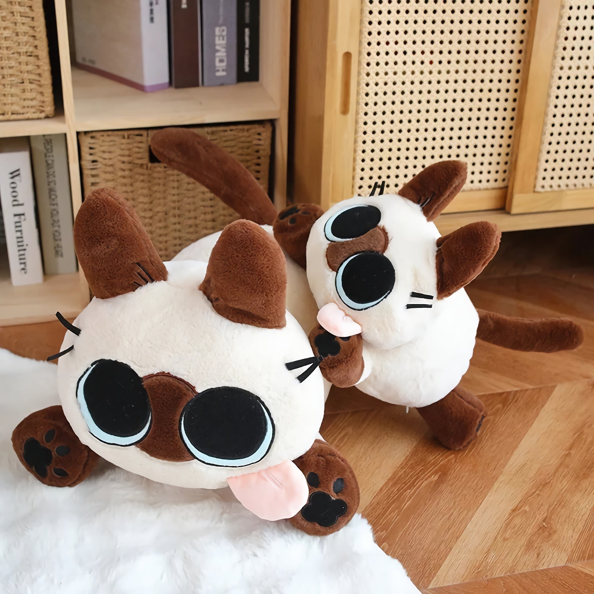 Big-Eyed Siamese Cat Stuffed Animal Plush - Hops and Pops - Cute - Plushies - Kawaii - Cat Plush - Stuffed Animals