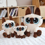 Big-Eyed Siamese Cat Stuffed Animal Plush - Hops and Pops - Cute - Plushies - Kawaii - Cat Plush - Stuffed Animals