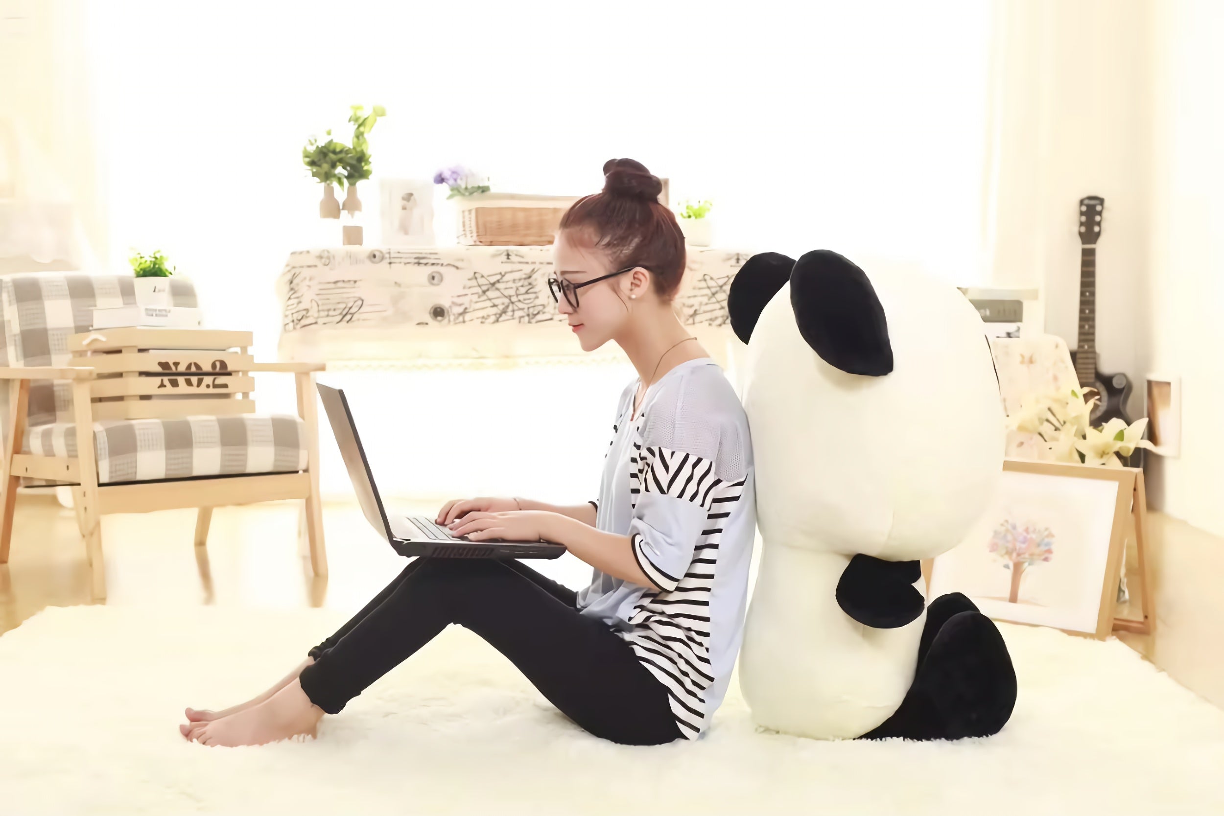 Big-Head Panda Plush - Hops and Pops - Cute - Plushies - Kawaii - Panda Plush - Stuffed Animals